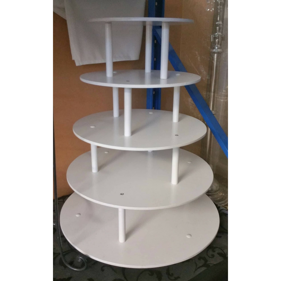 Five Tier Round White Cake Stand